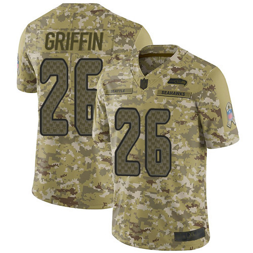Seattle Seahawks #26 Shaquem Griffin Camo Youth Stitched Limited 2018 Salute to Service Jersey Youth