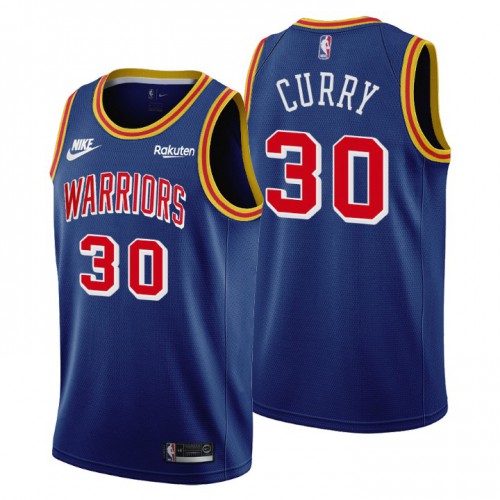 Golden State Golden State Warriors #30 Stephen Curry Youth Releases Classic Edition 75th Anniversary Jersey Blue Youth