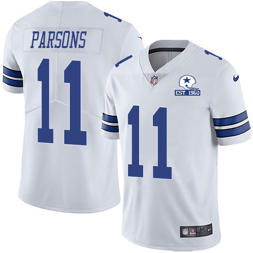 Cowboys #11 Micah Parsons White Men's Stitched With Established In 1960 Patch Vapor Untouchable Limited Jersey