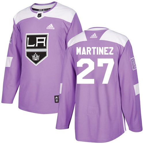 Adidas Los Angeles Kings #27 Alec Martinez Purple Authentic Fights Cancer Stitched Jersey Men's