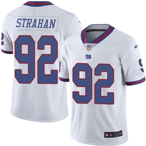 Giants #92 Michael Strahan White Youth Stitched Limited Rush Jersey