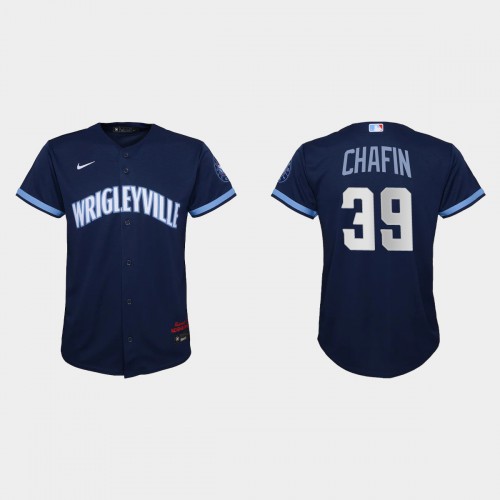 Chicago Chicago Cubs #39 Andrew Chafin Youth 2021 City Connect Navy Jersey Youth
