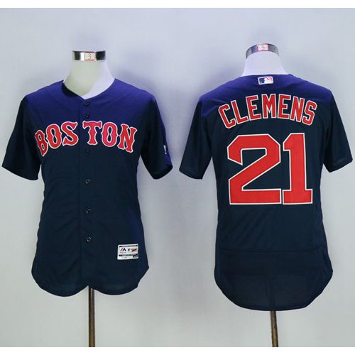 Boston Red Sox #21 Roger Clemens Navy Blue Flexbase Authentic Collection Stitched Jersey Men's