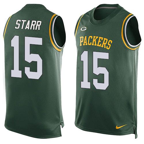 Packers #15 Bart Starr Green Team Color Men's Stitched Limited Tank Top Jersey