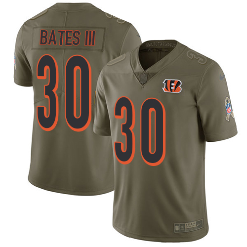 Bengals #30 Jessie Bates III Olive Youth Stitched Limited 2017 Salute To Service Jersey