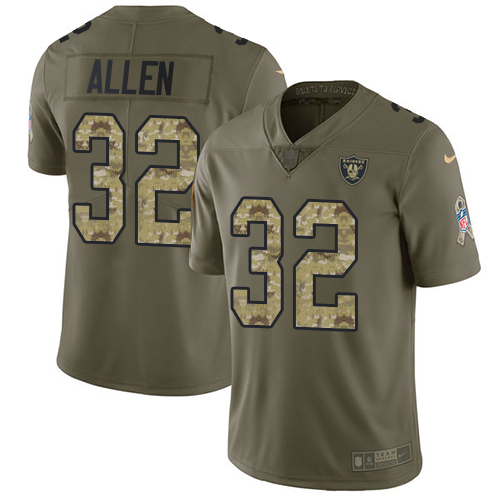 Las Vegas Raiders #32 Marcus Allen Olive/Camo Men's Stitched Limited 2017 Salute To Service Jersey Men's