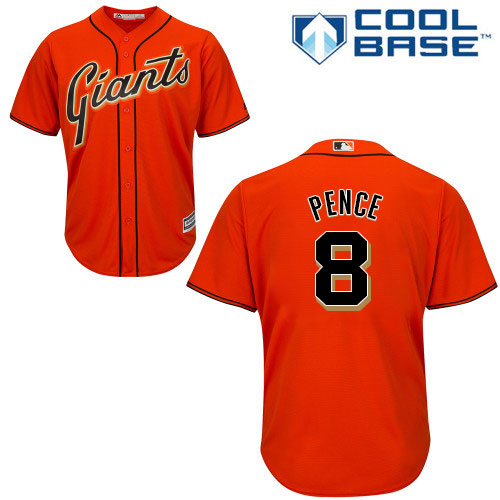 San Francisco Giants #8 Hunter Pence Orange Alternate Stitched Youth Jersey Youth