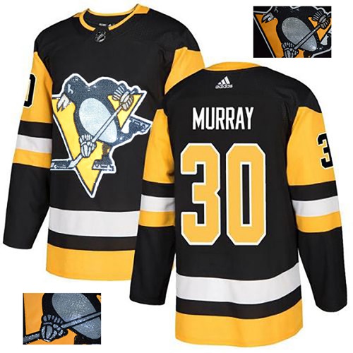 Adidas Pittsburgh Penguins #30 Matt Murray Black Home Authentic Fashion Gold Stitched Jersey Men's