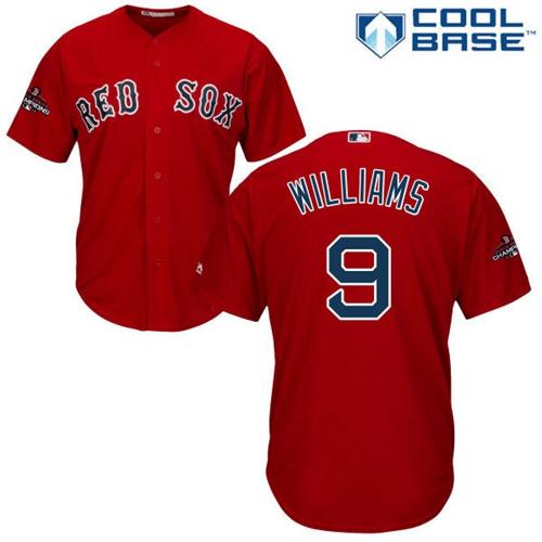 Boston Red Sox #9 Ted Williams Red New Cool Base 2018 World Series Champions Stitched Jersey Men's