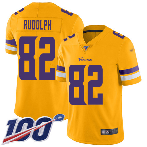 Minnesota Vikings #82 Kyle Rudolph Gold Men's Stitched Limited Inverted Legend 100th Season Jersey Men's