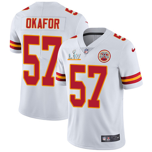 Kansas City Chiefs #57 Alex Okafor White Men's Super Bowl LV Bound Stitched Vapor Untouchable Limited Jersey Men's