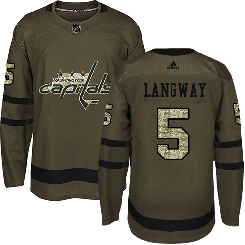 Adidas Washington Capitals #5 Rod Langway Green Salute to Service Stitched Jersey Men's