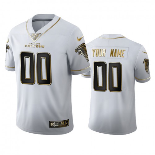 Atlanta Falcons Custom Men's White Golden Edition Vapor Limited 100 Jersey
