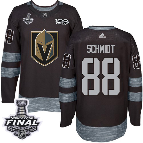 Adidas Golden Vegas Golden Knights #88 Nate Schmidt Black 1917-2017 100th Anniversary 2018 Stanley Cup Final Stitched Jersey Men's