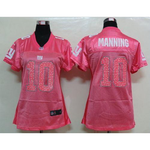 New York Giants #10 Eli Manning Pink Sweetheart Women's Game Jersey Womens