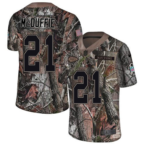Chiefs #21 Trent McDuffie Camo Youth Stitched Limited Rush Realtree Jersey