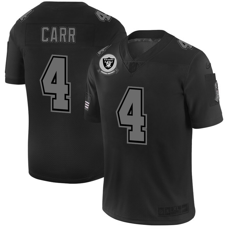 Raiders #4 Derek Carr Men's Black 2019 Salute To Service Limited Stitched Jersey