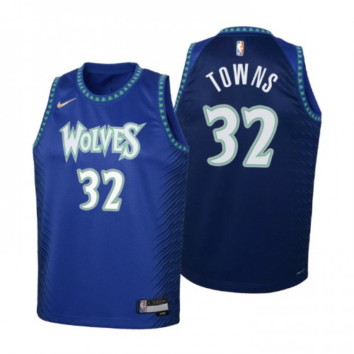 Minnesota Minnesota Timberwolves #32 Karl-Anthony Towns Youth Blue 2021/22 Swingman Jersey - City Edition Youth