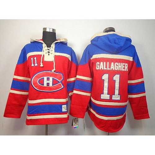 Montreal Canadiens #11 Brendan Gallagher Red Sawyer Hooded Sweatshirt Stitched Jersey Men's