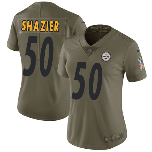Pittsburgh Steelers #50 Ryan Shazier Olive Women's Stitched Limited 2017 Salute to Service Jersey Womens