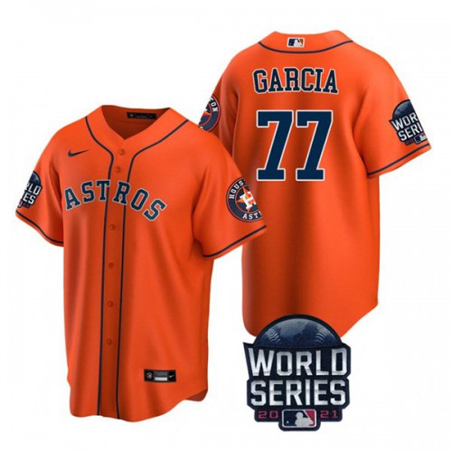 Houston Houston Astros #77 Luis Garcia Men's 150th Anniversary 2021 World Series Game Jersey - Orange Men's