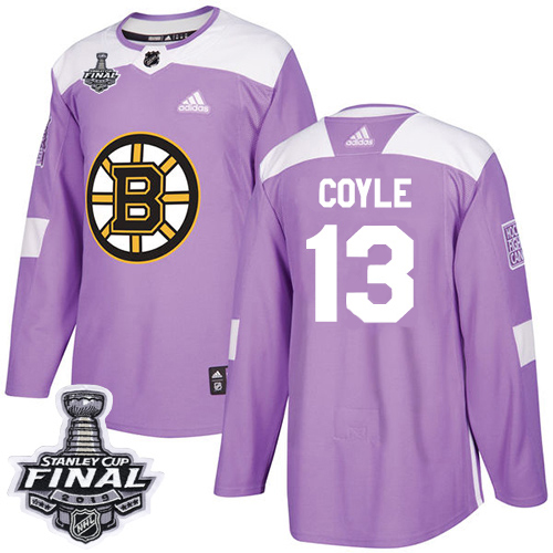 Adidas Boston Bruins #13 Charlie Coyle Purple Authentic Fights Cancer 2019 Stanley Cup Final Stitched Jersey Men's