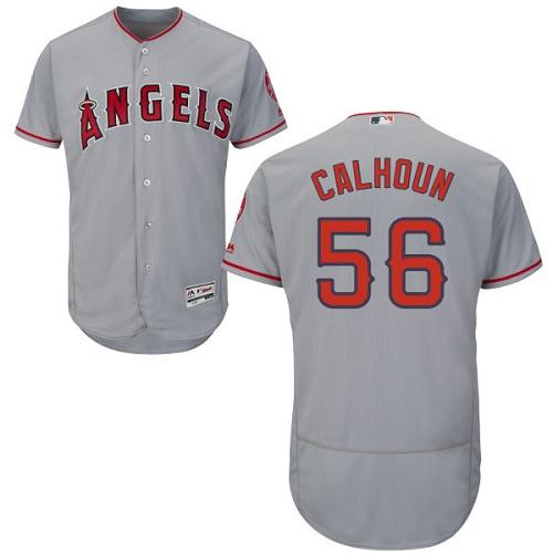 Los Angeles Angels of Anaheim #56 Kole Calhoun Grey Flexbase Authentic Collection Stitched Jersey Men's