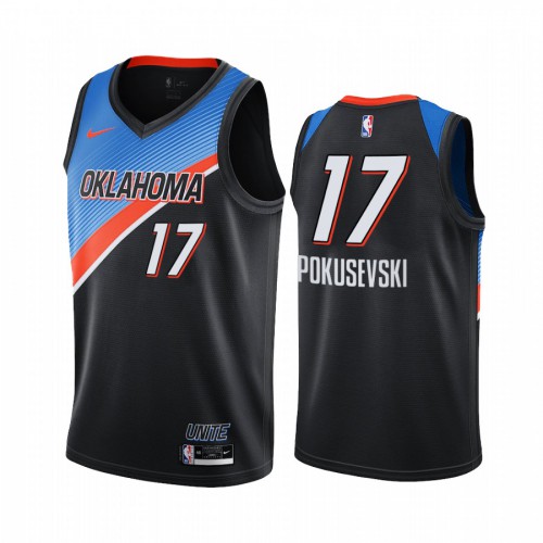 Oklahoma City Thunder #17 Aleksej Pokusevski Black Youth Swingman 2020-21 City Edition Jersey Youth