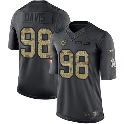Miami Dolphins #98 Raekwon Davis Black Youth Stitched Limited 2016 Salute to Service Jersey Youth