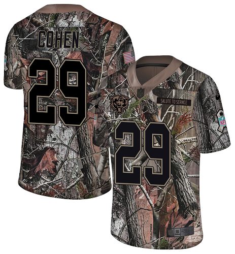 Bears #29 Tarik Cohen Camo Youth Stitched Limited Rush Realtree Jersey