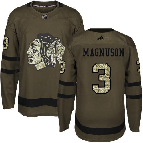Adidas Chicago Blackhawks #3 Keith Magnuson Green Salute to Service Stitched Jersey Men's