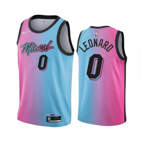 Miami Heat #0 Meyers Leonard Blue Pink Youth Swingman 2020-21 City Edition Jersey Youth
