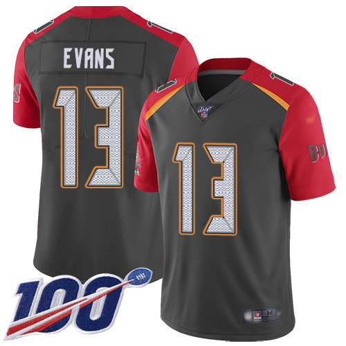 Buccaneers #13 Mike Evans Gray Youth Stitched Limited Inverted Legend 100th Season Jersey
