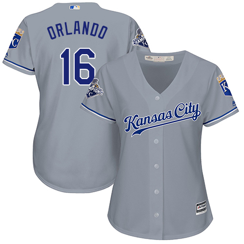 Kansas City Royals #16 Paulo Orlando Grey Road Women's Stitched Jersey Womens