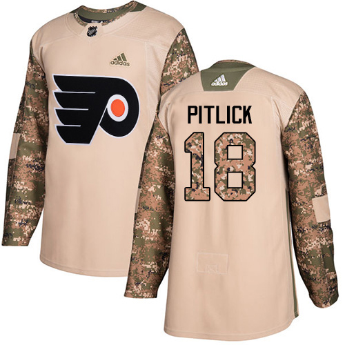 Adidas Philadelphia Flyers #18 Tyler Pitlick Camo Authentic 2017 Veterans Day Stitched Jersey Men's
