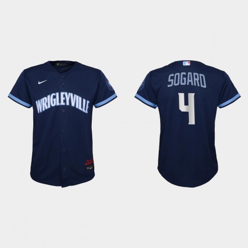 Chicago Chicago Cubs #4 Eric Sogard Youth 2021 City Connect Navy Jersey Youth