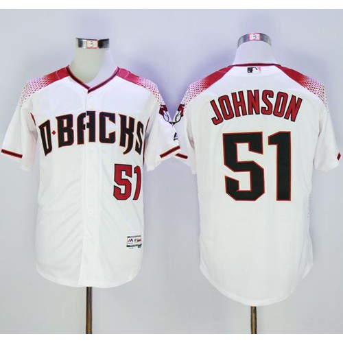 Arizona Diamondbacks #51 Randy Johnson White/Brick New Cool Base Stitched Jersey Men's