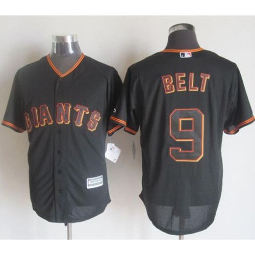 San Francisco Giants #9 Brandon Belt Black New Cool Base Stitched Jersey Men's