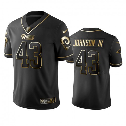 Los Angeles Rams #43 John Johnson Black Golden Limited Edition Stitched Jersey Men's