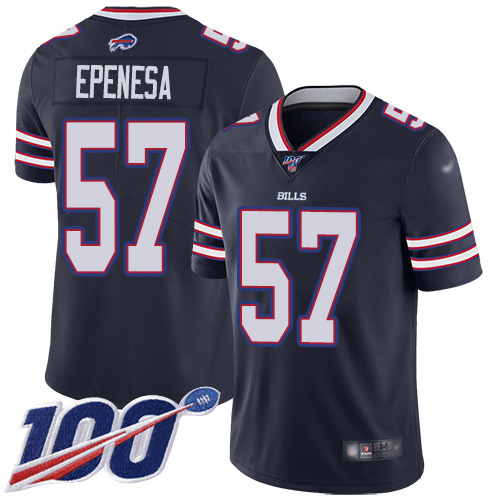 Buffalo Bills #57 A.J. Epenesas Navy Men's Stitched Limited Inverted Legend 100th Season Jersey Men's
