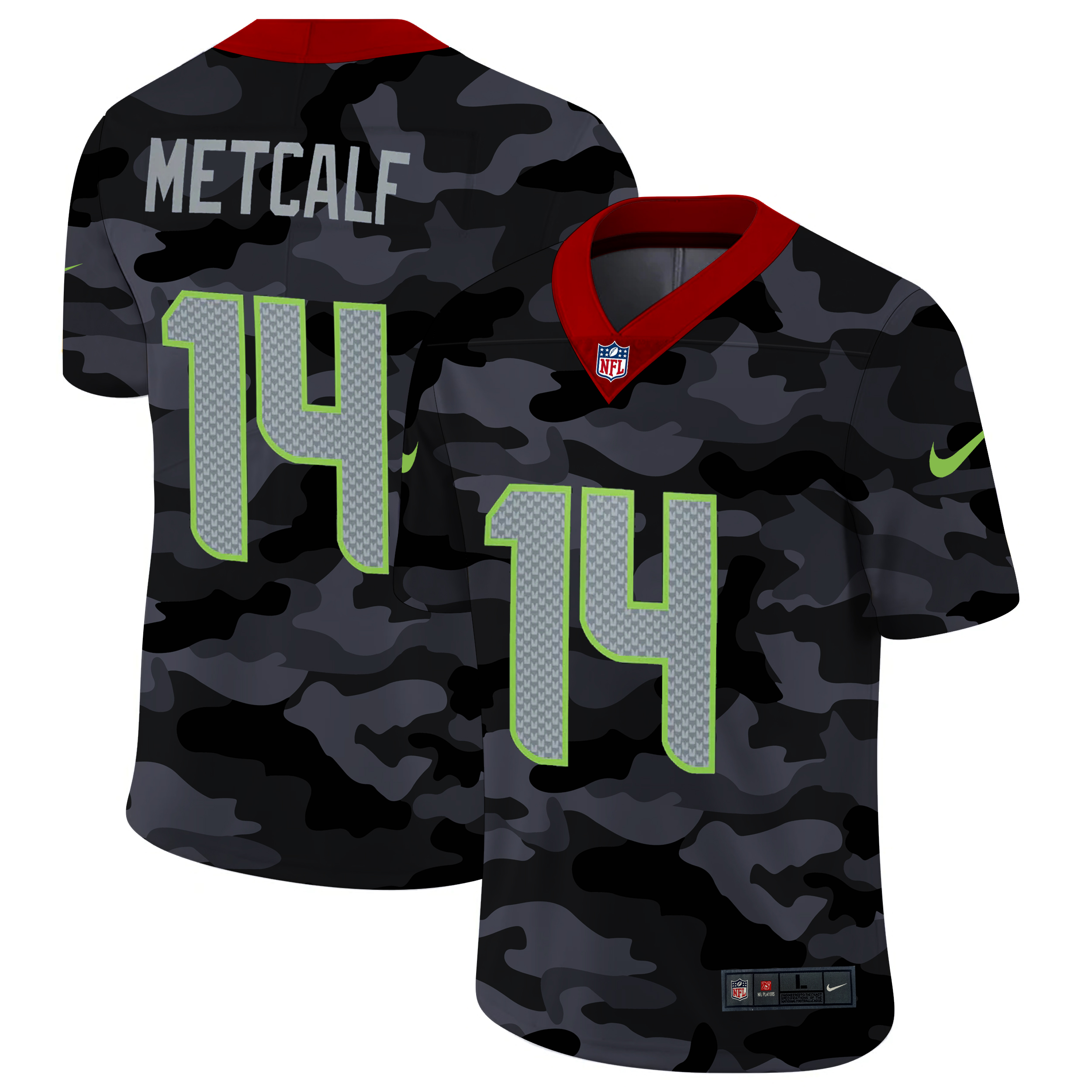 Seattle Seahawks #14 DK Metcalf Men's 2020 Black CAMO Vapor Untouchable Limited Stitched Jersey