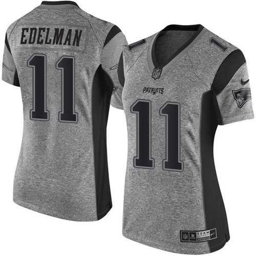 Patriots #11 Julian Edelman Gray Women's Stitched Limited Gridiron Gray Jersey