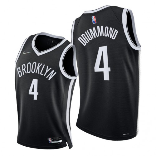 Brooklyn Nets #4 Andre Drummond Youth 2021-22 75th Diamond Anniversary Jersey Black Youth