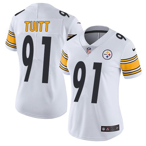 Pittsburgh Steelers #91 Stephon Tuitt White Women's Stitched Vapor Untouchable Limited Jersey Womens