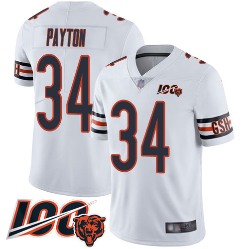 Bears #34 Walter Payton White Youth Stitched 100th Season Vapor Limited Jersey