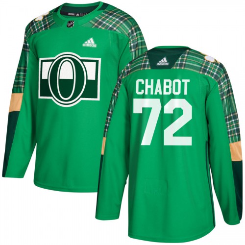 Adidas Ottawa Senators #72 Thomas Chabot adidas Green St. Patrick's Day Authentic Practice Stitched Jersey Men's