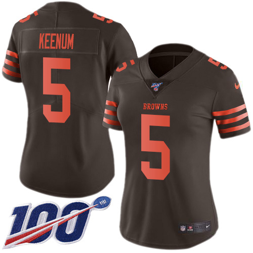 Cleveland Browns #5 Case Keenum Brown Women's Stitched Limited Rush 100th Season Jersey Womens