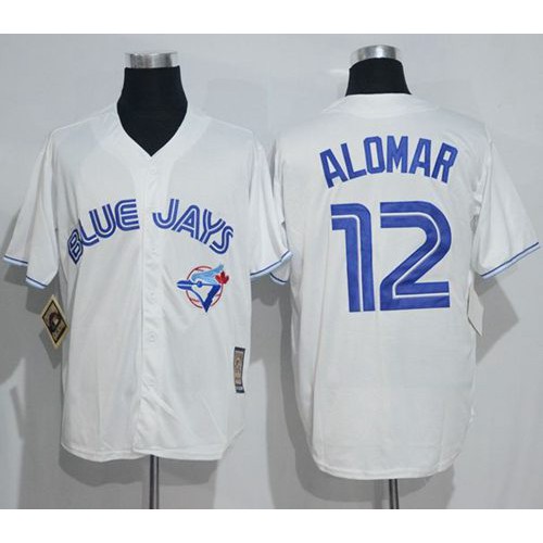 Toronto Blue Jays #12 Roberto Alomar White Cooperstown Throwback Stitched Jersey Men's