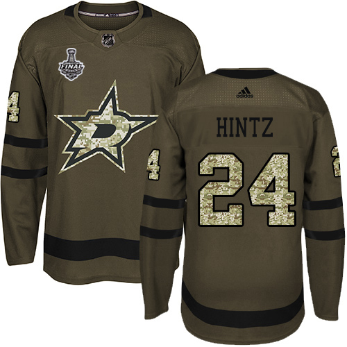 Adidas Dallas Stars #24 Roope Hintz Green Salute to Service Youth 2020 Stanley Cup Final Stitched Jersey Youth