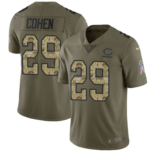 Bears #29 Tarik Cohen Olive/Camo Youth Stitched Limited 2017 Salute To Service Jersey